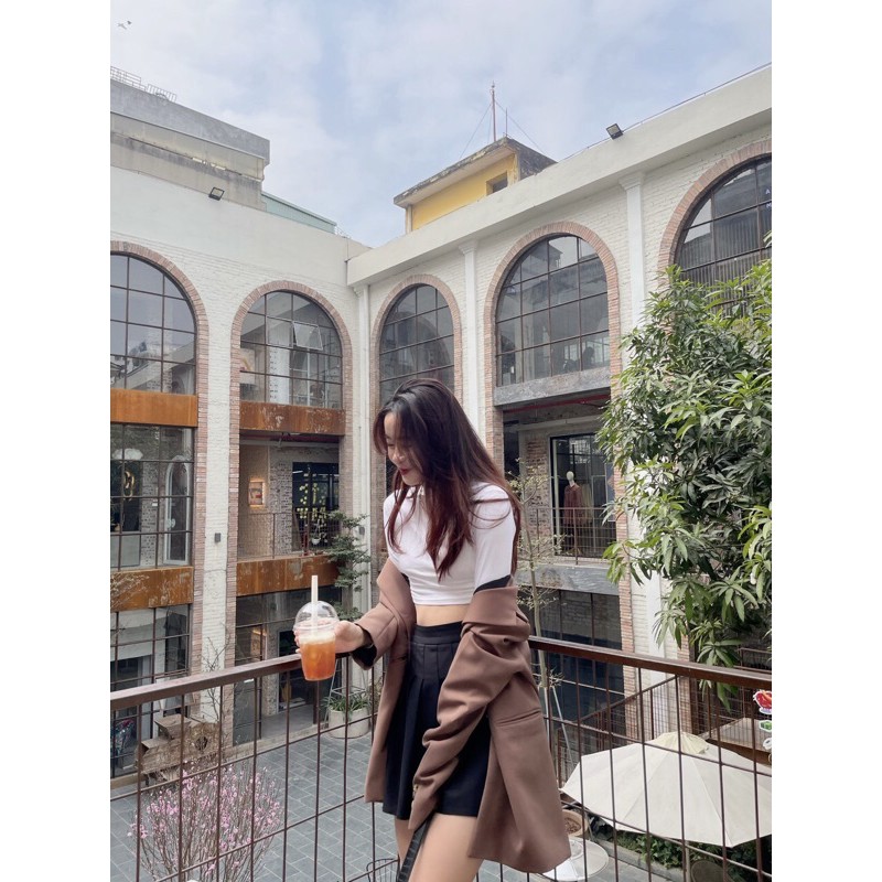 [KÈM VÒNG CỔ] Áo croptop bó dài tay đen/trắng IN2000CLOTHING | BigBuy360 - bigbuy360.vn