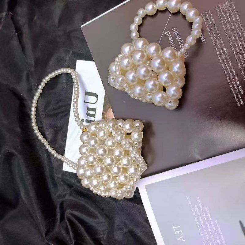 Túi xách tay cho bé gái kết hạt cườm giả ngọc trai handmade nhỏ nhắn cho bé xinh