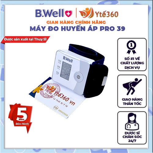 Máy Đo Huyết Áp điện tử Cổ tay B Well PRO 39 | Sản Xuất Tại Thụy Sĩ | Bảo Hành 5 năm | TTYT Ngọc Khánh