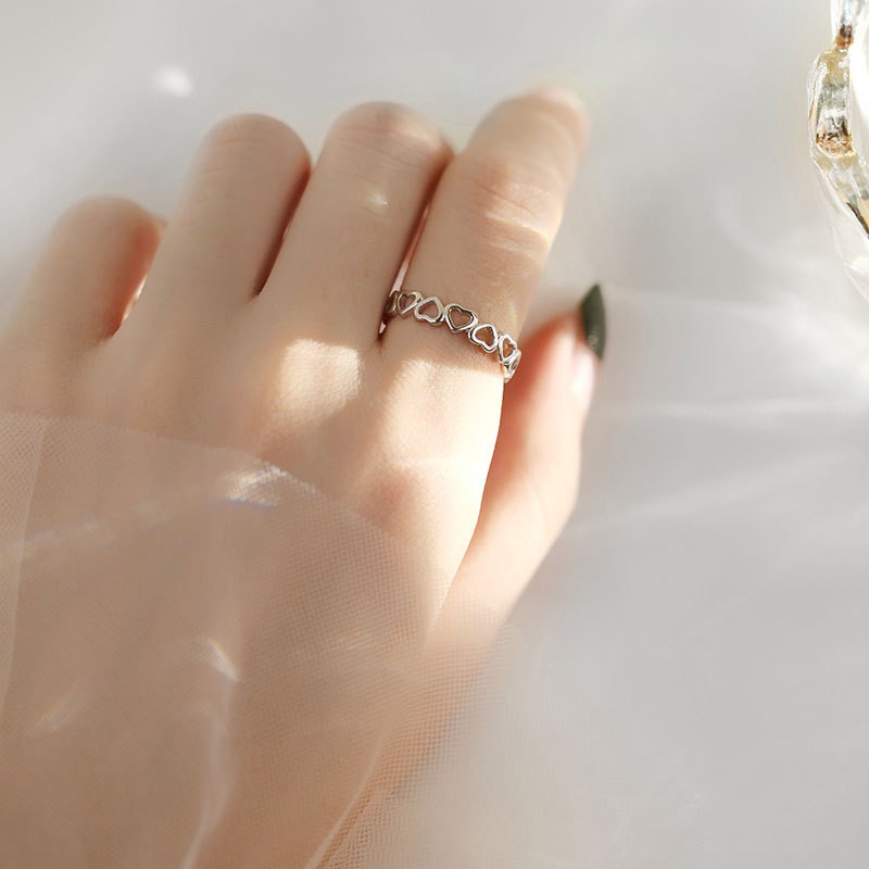 Nhẫn hở hình trái tim có thể điều chỉnh kích cỡ