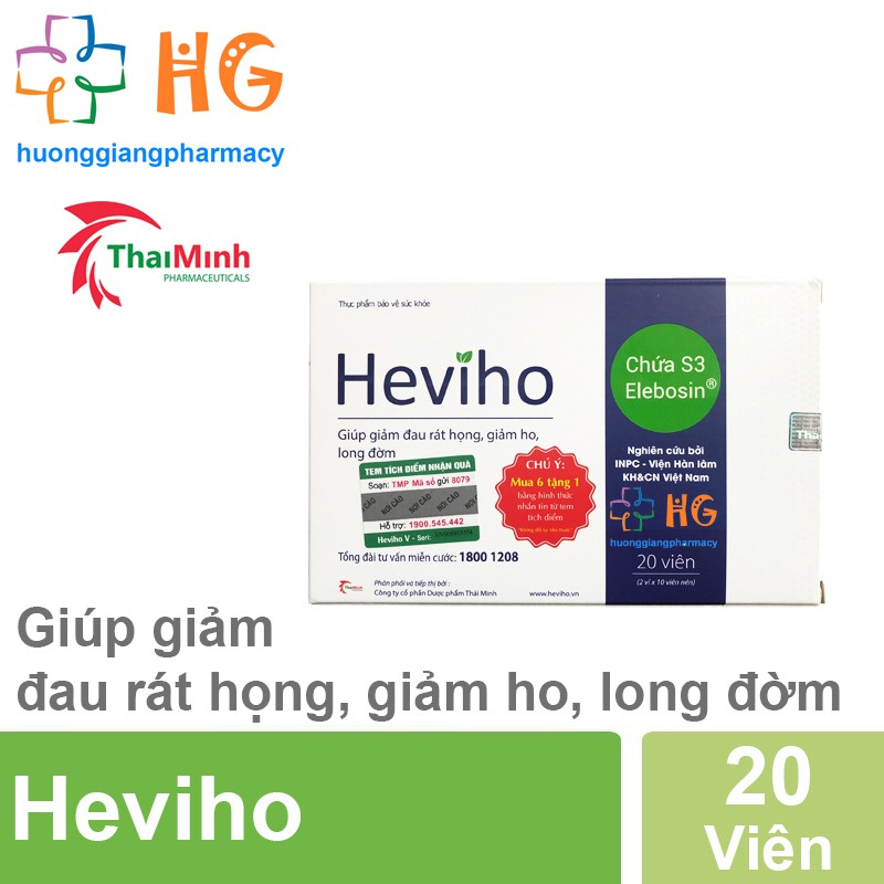 Viên uống Heviho - Hỗ trợ điều trị viêm đường hô hấp cấp và mãn tính (Hộp 20 viên)