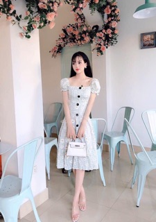 Váy Kẻ Hoa Cúc Hàng Thiết Kế