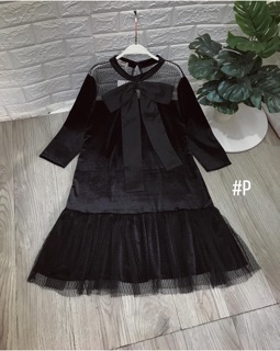 Váy nhung phối lưới (3 màu ảnh thật)