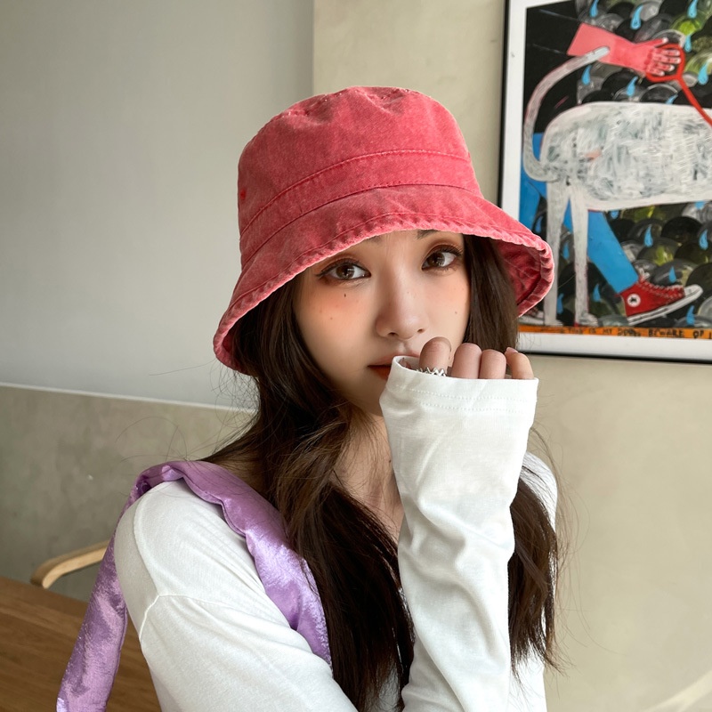 Nón Bucket Chống Nắng Vành Nhỏ Màu Xanh Lá Phong Cách Mới Thời Trang Xuân Hè Cho Nữ
