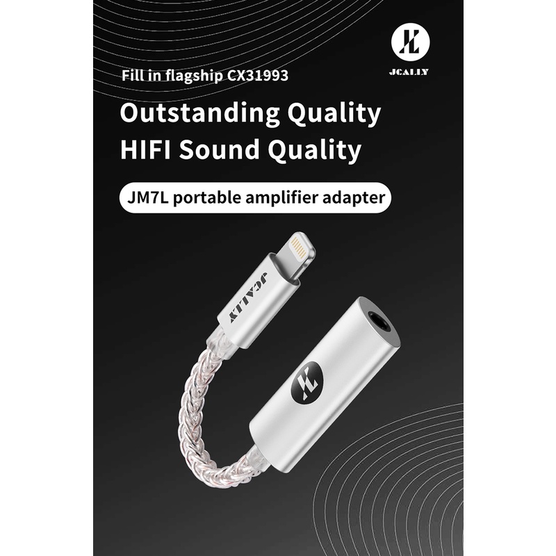 Dây Cáp Âm Thanh Kỹ Thuật Số Chuyển Đổi JM7 USB Type C / lightning Sang 3.5mm DAC CX31993 Cho Android / Apple 32bit / 384KHz