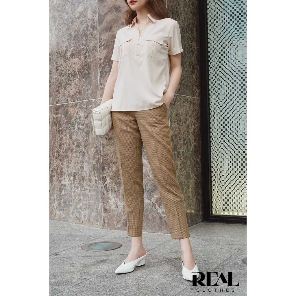 Sơ mi túi hộp nude_REAL