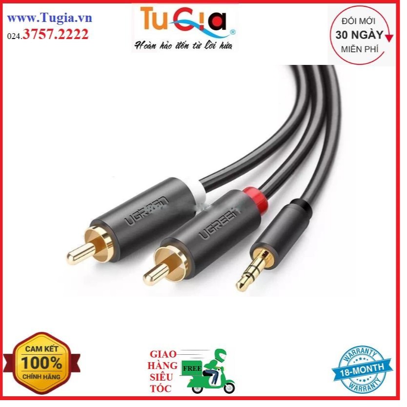 Cáp Audio 3.5mm to AV hoa sen (RCA) dài 1M Ugreen 10772 - Hàng Chính Hãng