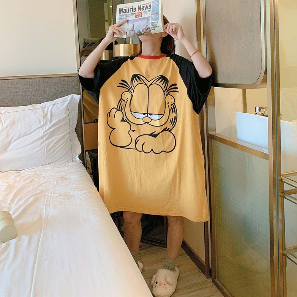 Đầm Ngủ Dáng Rộng Họa Tiết Hoạt Hình Doraemon Chuột Mickey Thời Trang Mùa Hè Hàn Quốc Dành Cho Nữ