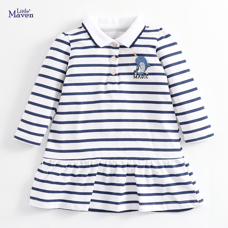 Little Maven VÁY POLO BÉ GÁI DÀI TAY SIÊU XINH ĐỦ SIZE TỪ 2-7T