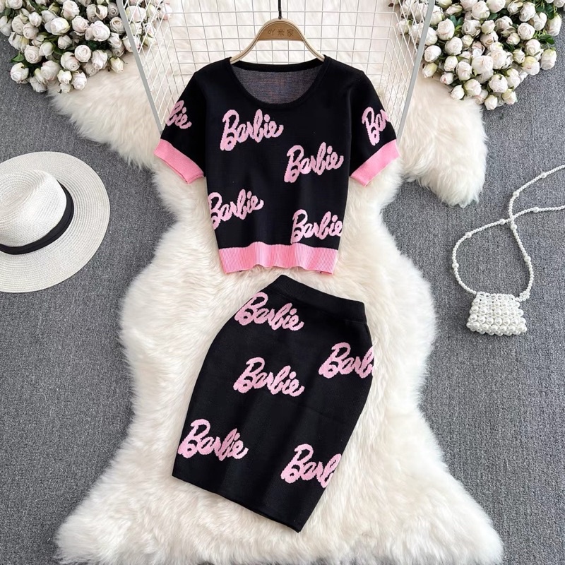 Set len dệt kim - set váy len barbie hot