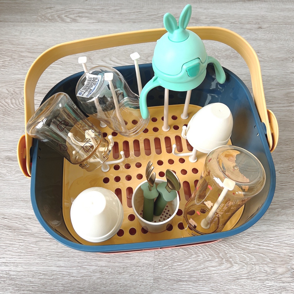 Khay Đựng Bình Sữa Cho Bé - Giá Úp Bình Sữa Có Nắp Đậy Binky Plus TOBÉ, Chất Liệu An Toàn Cho Trẻ Em Hanghieuchobe