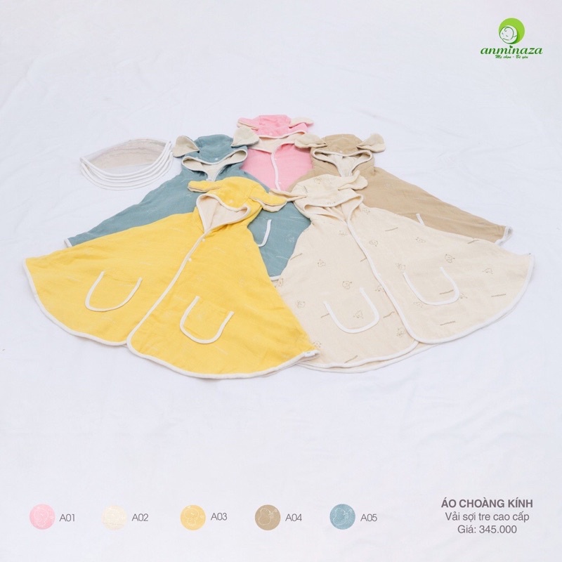 Áo choàng chống nắng cho bé sợi tre, có kính chắn Anminaza Việt Nam
