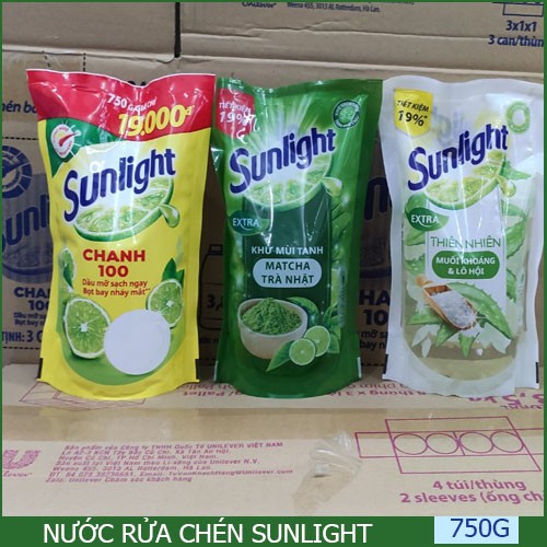 SUNLIGHT Nước Rửa Chén Chanh Túi 750g