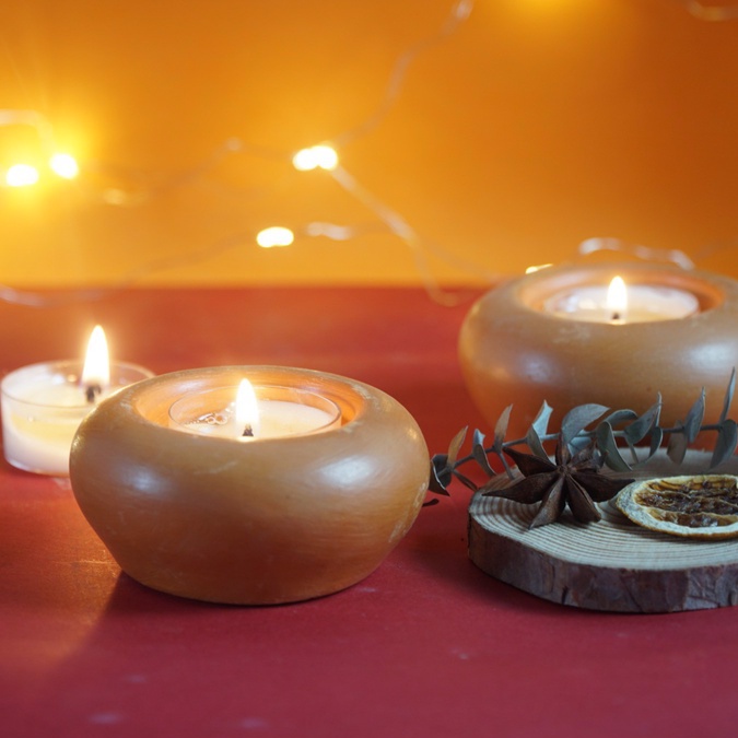 Đế Bỏ Nến Tealight Đất Nung Hình Tròn - DN35