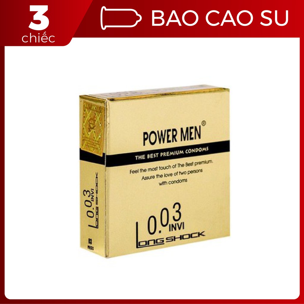 [Che tên kín đáo]Bao cao su PowerMen Longshock 0.03 hộp 3 chiếc - Bigbull Shop