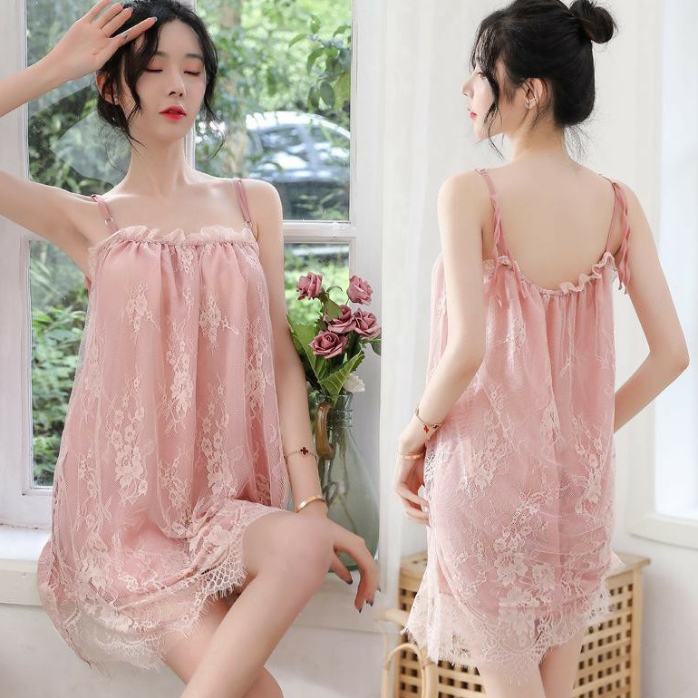 Váy Ngủ Công Chúa Hai Dây Phối Ren 2 Lớp 5174 Cực Xinh