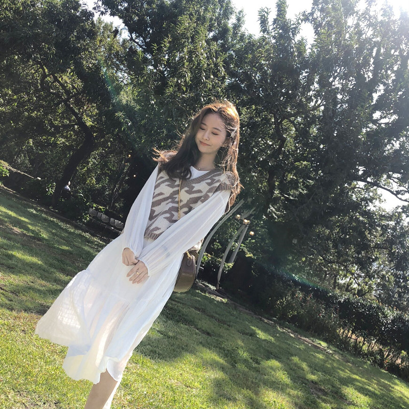 Áo len không tay cổ chữ V dáng rộng thời trang Hàn cho nữ