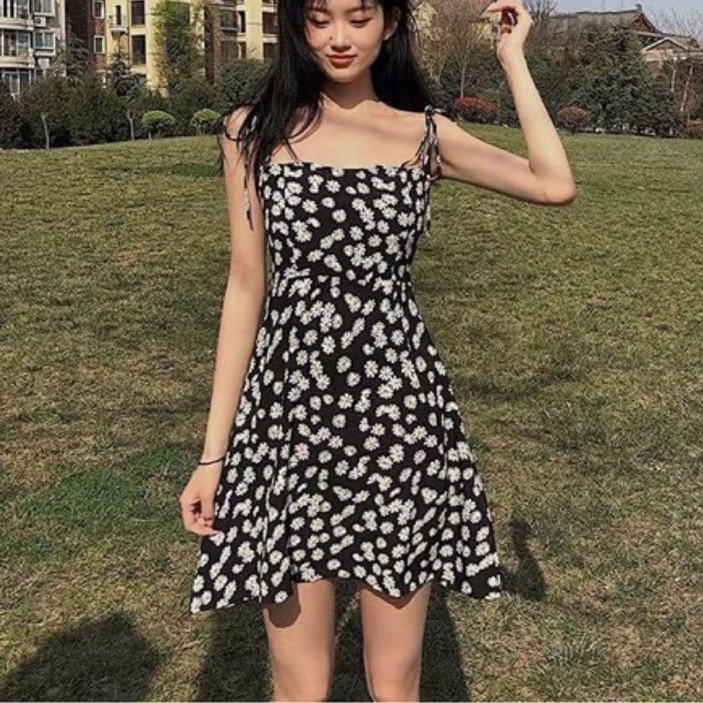 Đầm hai dây cột nơ Voan hoa (dài 80cm) | BigBuy360 - bigbuy360.vn