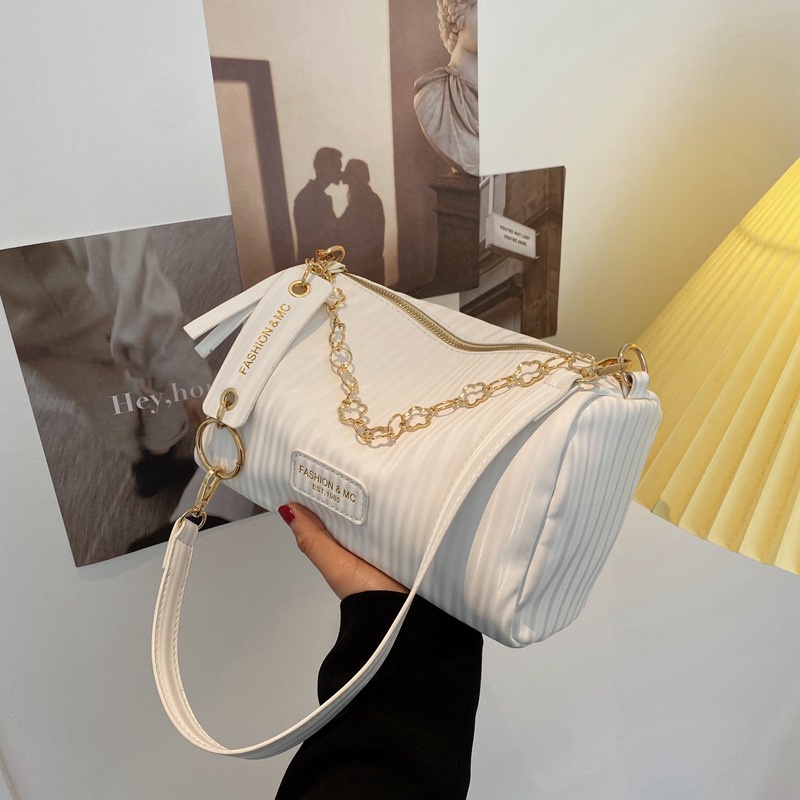 Túi da đeo vai IELGY mềm mại hình trụ phối dây xích thời trang cho nữ