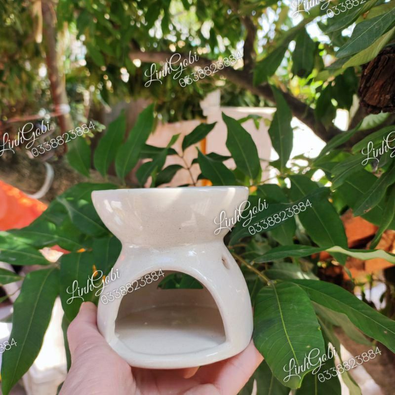 Đèn xông tinh dầu bằng nến , Men Trắng