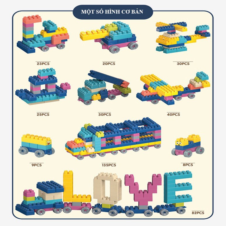 Đồ chơi xếp hình Lego, lắp ráp cho bé 600 chi tiết, nhựa an toàn - Mô Mô Home