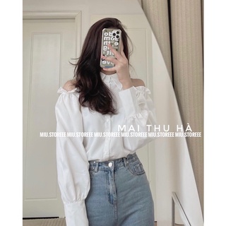 [ẢNH THẬT] ÁO SƠ MI HỞ VAI TAY CHUN BỒNG ASMHVB