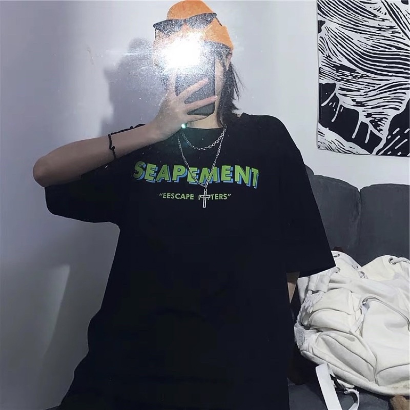 Áo phông tay lỡ, Áo phông tay lỡ from rộng Unisex Chất dày dặn oversize chữ SEAPEMENT