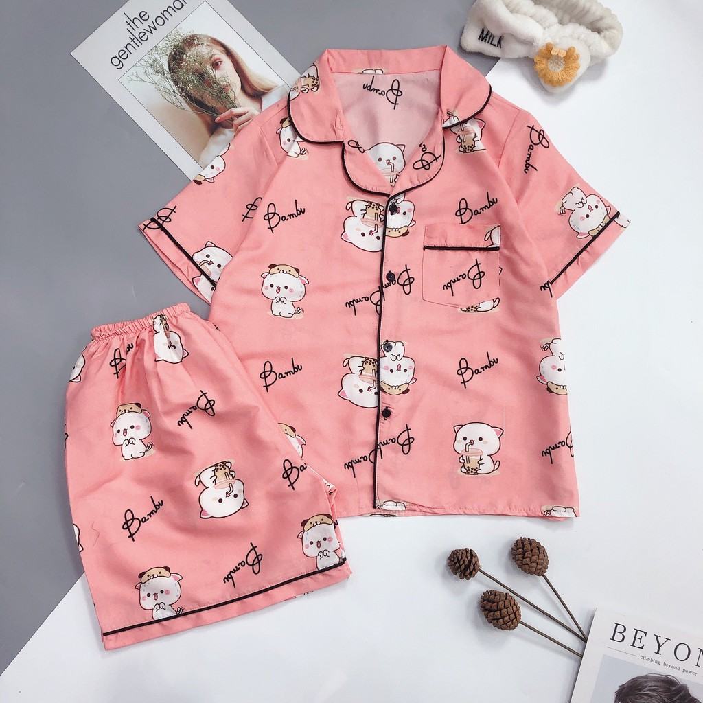 [Bộ Ngủ Pijama Đùi]-Vải Kate Thái Loại 1-Hàng Thiết Kế. | BigBuy360 - bigbuy360.vn