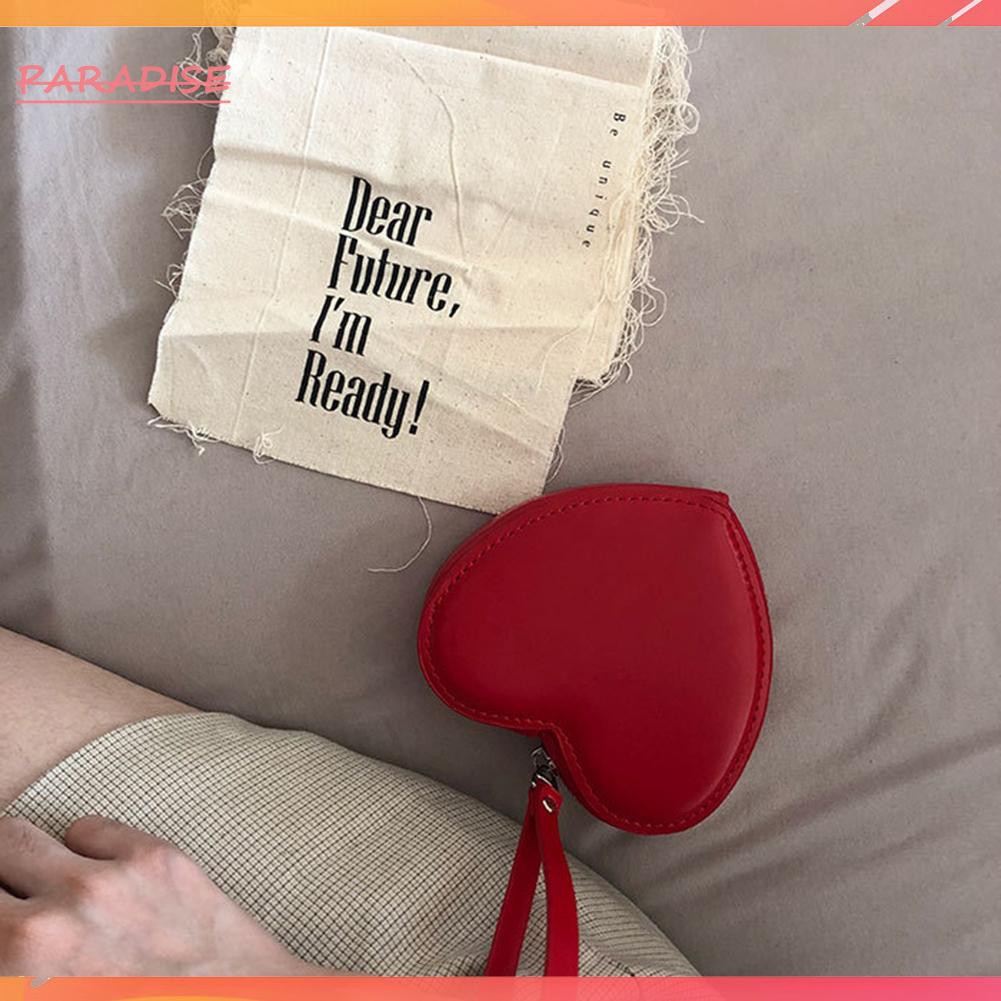 Túi da cầm tay thiết kế hình trái tim xinh xắn cho nữ