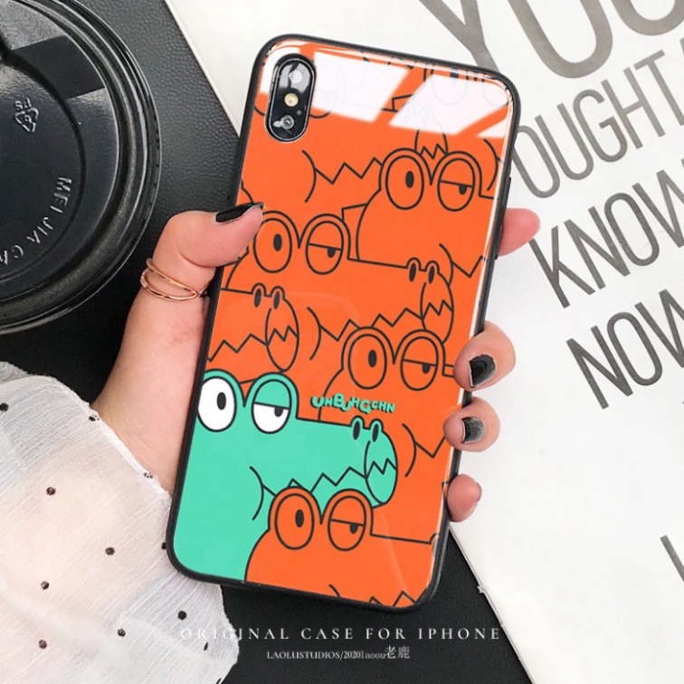 Ốp lưng iphone 6, 7, 8 Plus, X, XS, XR, XSMAX, 11, 11PRO, 11 PROMAX, 12, 13 PROMAX CÁ SẤU đẹp đẽ BẰNG KÍNH PKVN