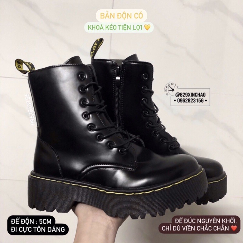 Boot da độn đế🖤 clip THẬT giày da đen | Giày dr 😘 GIÀY CÓ KHOÁ KÉO TIỆN LỢI 🍓 | BigBuy360 - bigbuy360.vn
