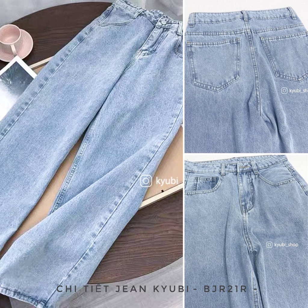 Quần jeans ống suông rộng đen xám nữ phong cách Retro Ulzzang (Có Bigsize ) - Quần jean ống rộng Kyubi JEMI.Re