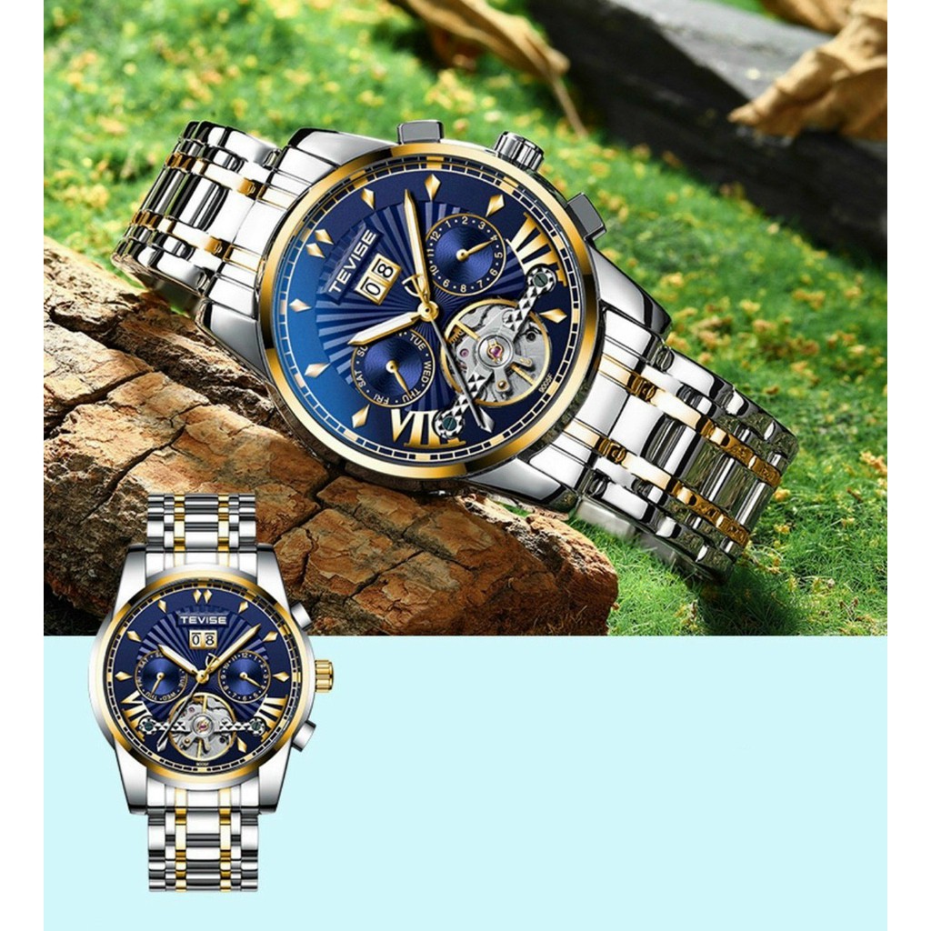 Đồng hồ nam tự động Automatic, đồng hồ đeo tay nam chính hãng TEVISE máy cơ cao cấp, chạy cả đời không cần pin, cực sang