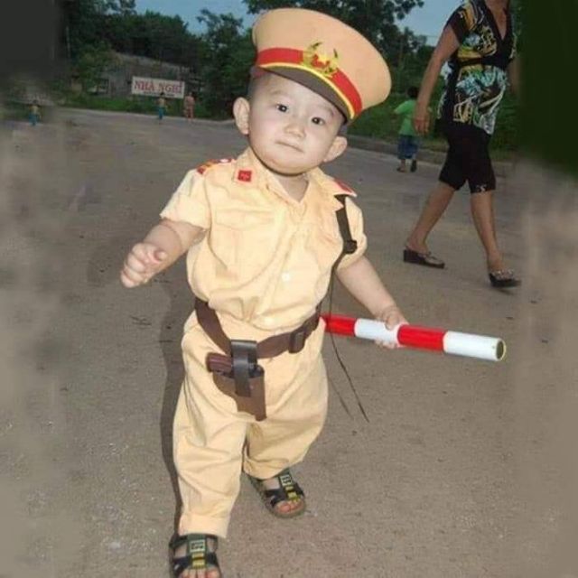 Bộ Quần Áo Công An Hình Sự Cho Bé Trai , Đầy Đủ Phụ Kiên