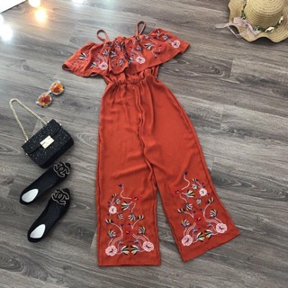 Jum thêu hoa bẹt vai cam