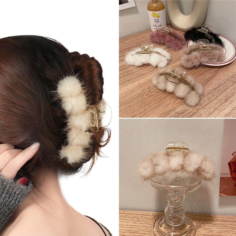 Kẹp Càng Cua Chất Liệu Lông Chồn Acrylic Thời Trang Thu Đông