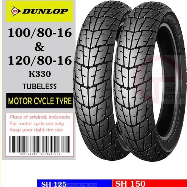 Vỏ DunLop K330 size 100/80-16 vs 120/80-16 giành cho SH125/150