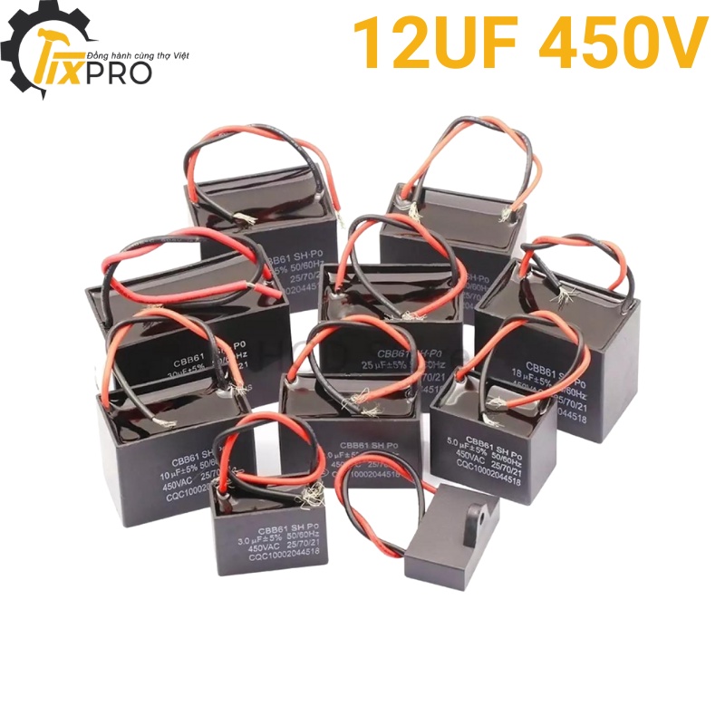 Tụ CBB61 10UF/12UF/14UF/15UF/16UF/20UF chính hãng.