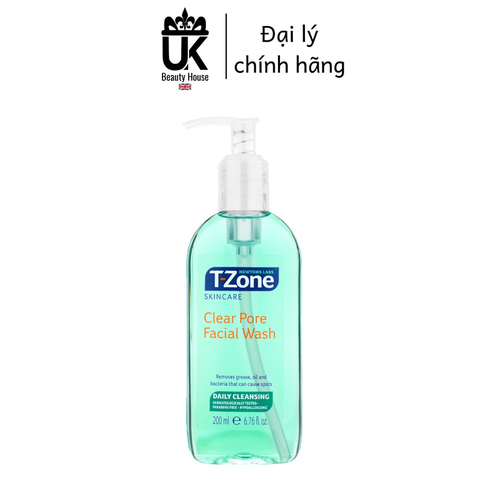 Gel rửa mặt tràm trà cho da dầu mụn T-Zone Clear Pore Facial Wash 200ml