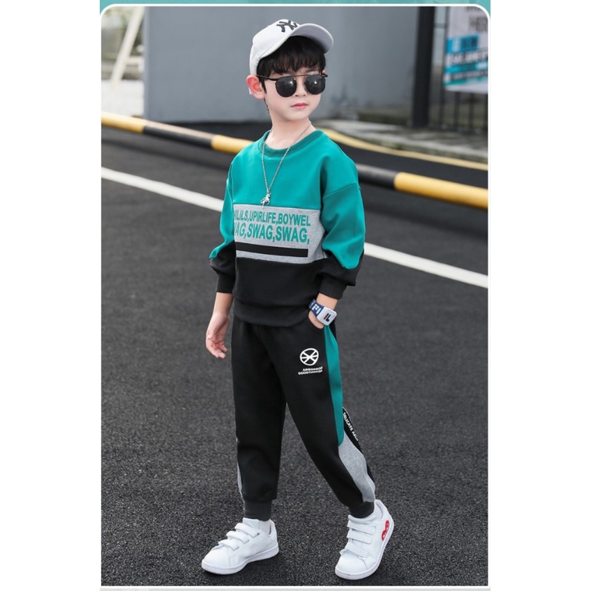 Bộ thu đông cho bé trai 14-45kg, quần áo thu đông bé trai 4-15 tuổi SWAG cá tính năng động, hàng may kĩ.SWAG68