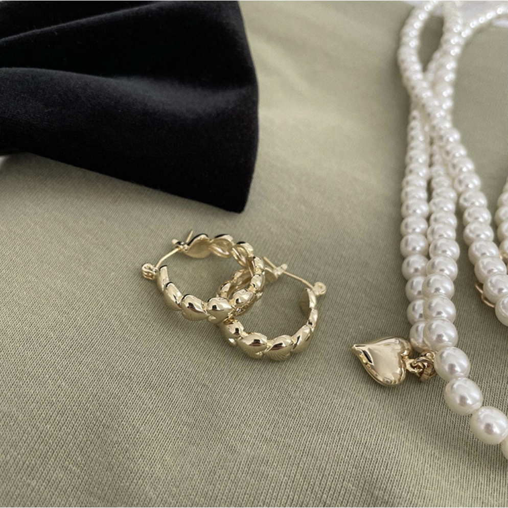 Hoa tai nữ đẹp khoen tròn vàng bạc xoắn phong cách nữ tính Hàn Quốc Boho