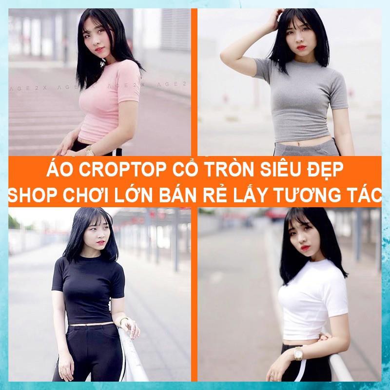 [FreeShip] Áo Croptop Dáng Ôm, Áo Croptop Tay Ngắn Cổ Tròn Vải Cotton Zip Xịn Xò | BigBuy360 - bigbuy360.vn