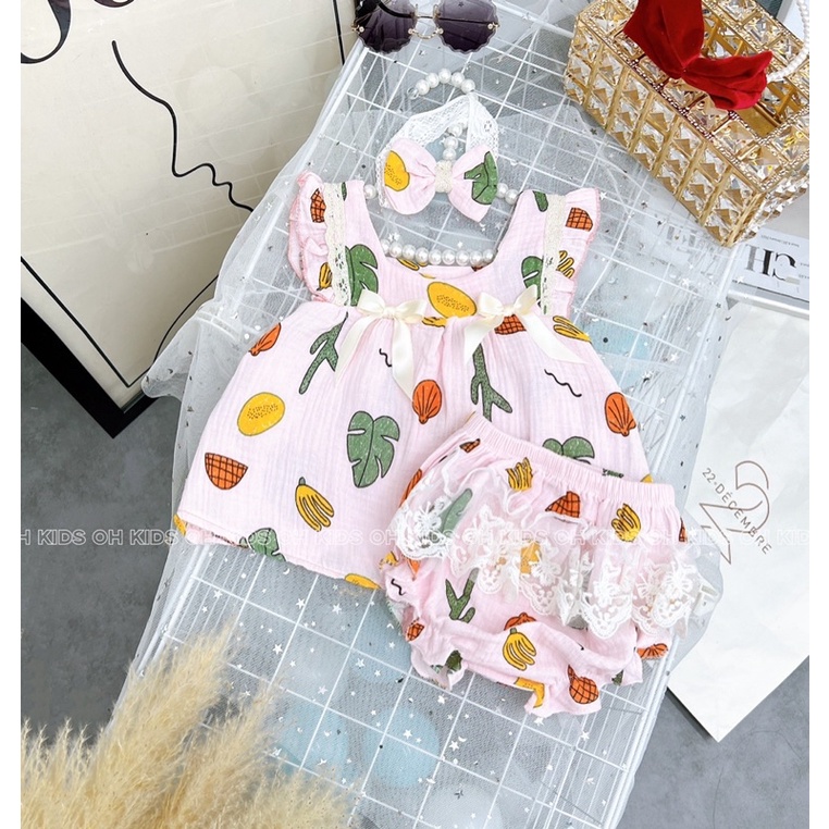Bộ Xô Muslin kèm turban cho bé từ 3-13kg