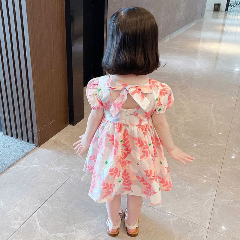 Đầm Công Chúa Tay Ngắn In Hoa Se7en Cho Bé Gái