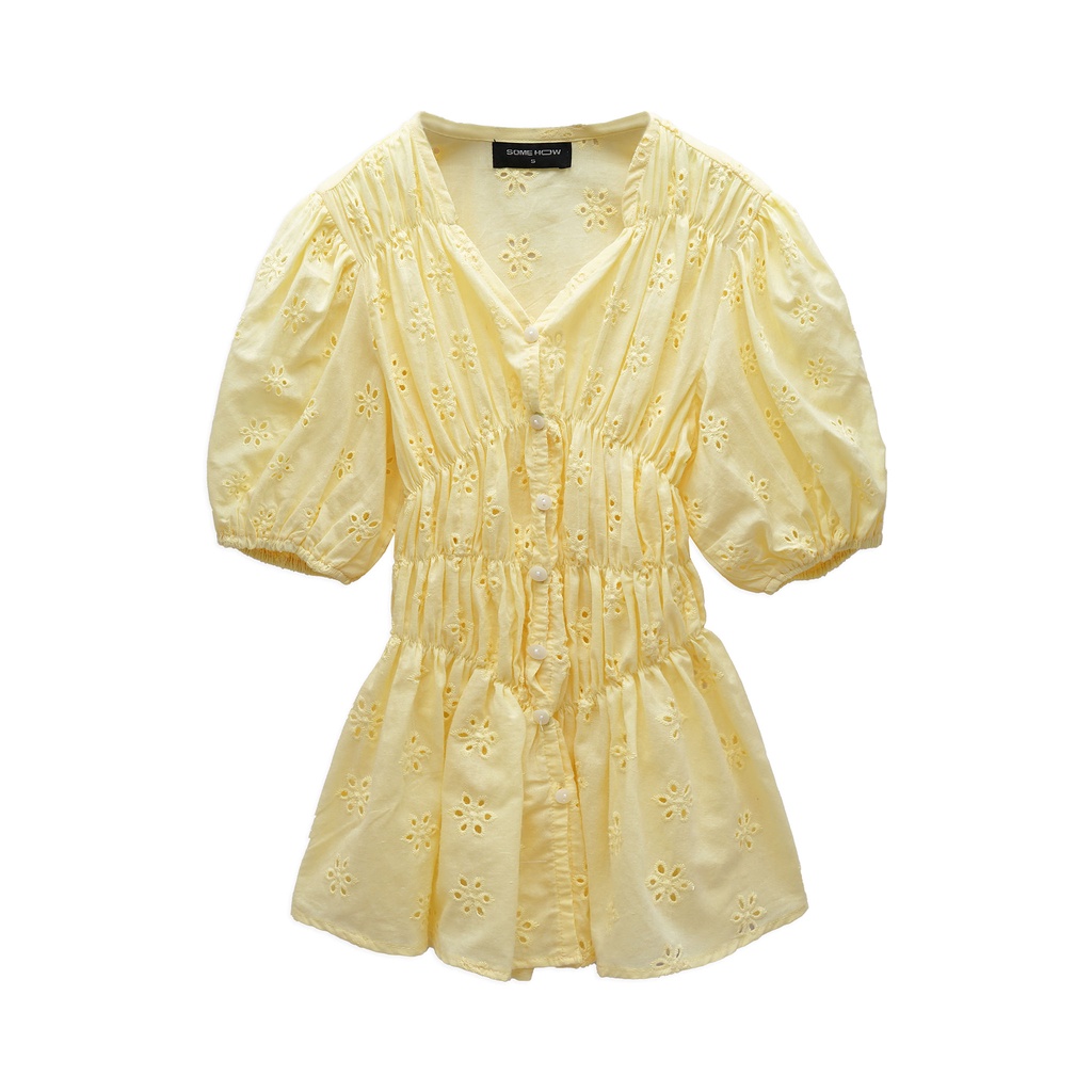 Áo Nữ Blouse Bishop Sleeves , Chất Cotton hoa thoải mái , WAK000034 ,Somehow