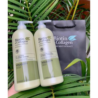 Dầu gội Biotin Collagen màu xanh lá: tóc bết nhanh, nhiều dầu 1000ml