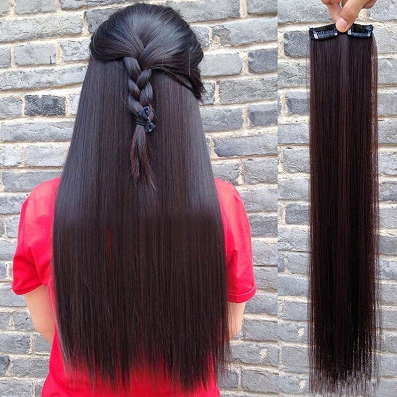 Tóc Giả Kẹp 2 Phím Làm Dày Tóc Loại Thẳng Dài Mỏng Nhẹ Tự Nhiên !