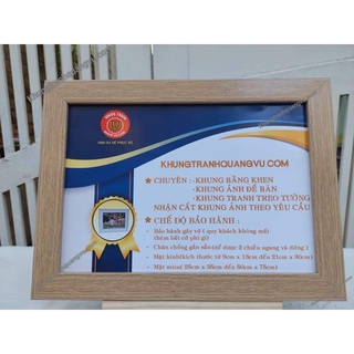 KHUNG BẰNG KHEN A4 - 21*30 - (Mặt kính) - GIÁ GỐC SẢN XUẤT TẠI XƯỞNG * TẶNG KÈM ĐINH 3 CHÂN*