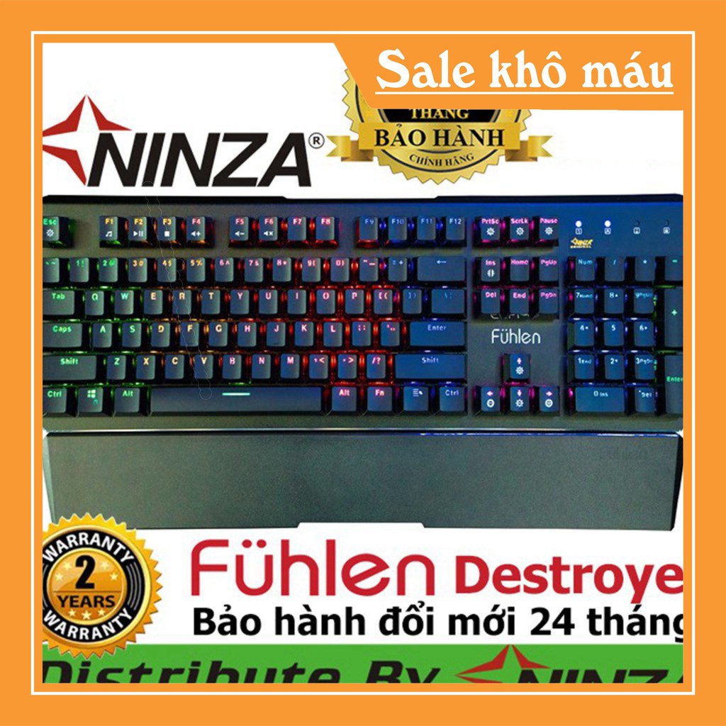 Bàn phím cơ Fuhlen Destroyer chuyên game, Led Rainbow 10 hiệu ứng Led, Blue Switch - sở hữu tem chống hàng nhái - BH 24