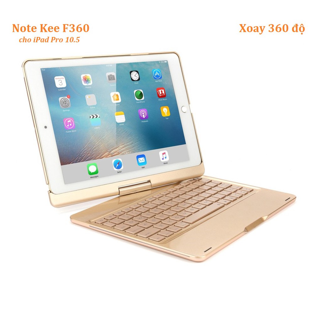 Bàn phím bluetooth iPad Pro (10.5"), Note Kee F360, xoay 360 độ